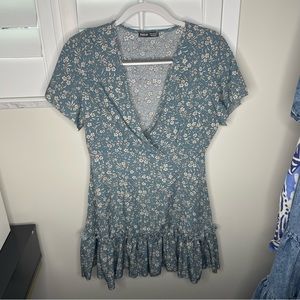 Shein Blue Floral Skater Dress